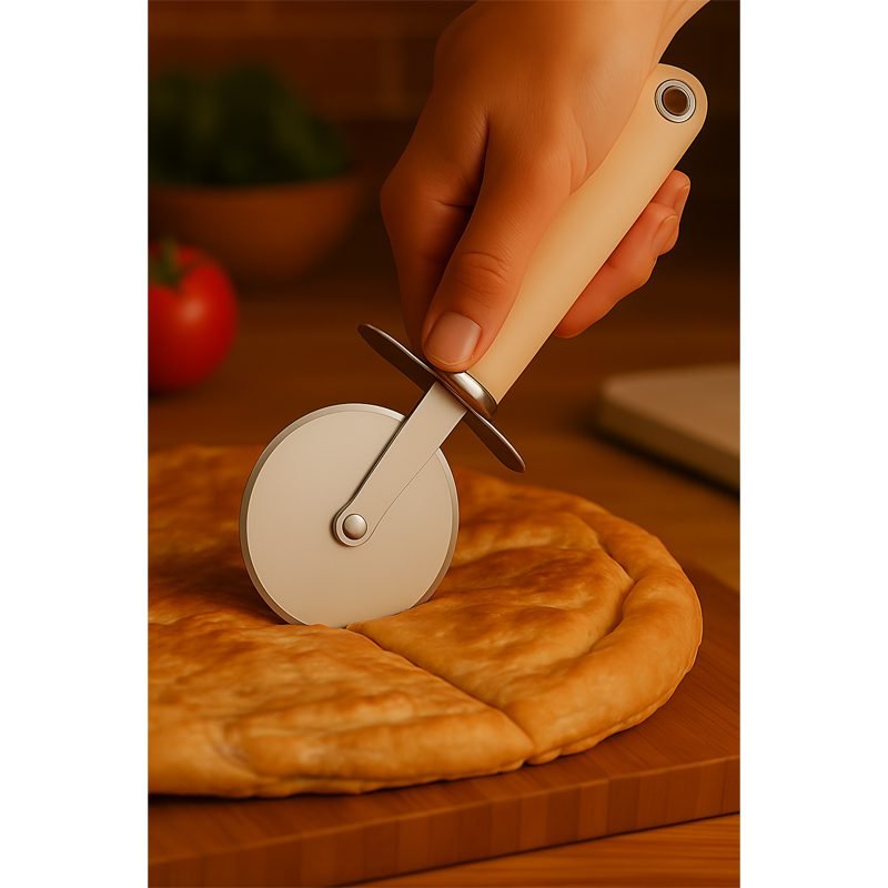 Stainless Steel Pizza Cutter Wheel with Non-Slip Handle.