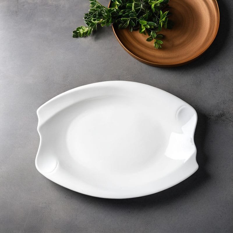 Elegant  White 100 % Melamine Unbreakable Serving Plate .