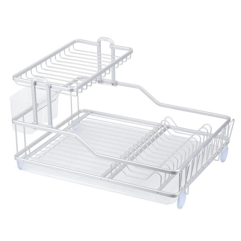 Two-Tier Aluminum Dish Rack (35 x 47 x 28 cm ).