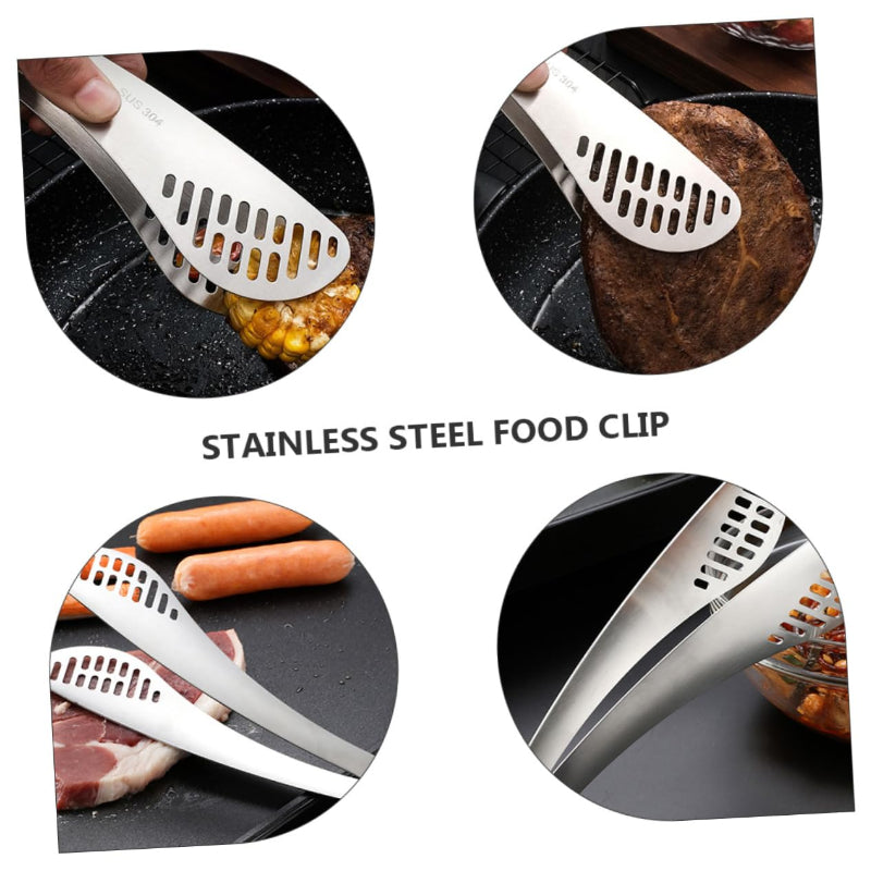 Professional Food Tongs in Genuine 304 Stainless Steel - Available in 3 Smart Designs for Frying and Serving.