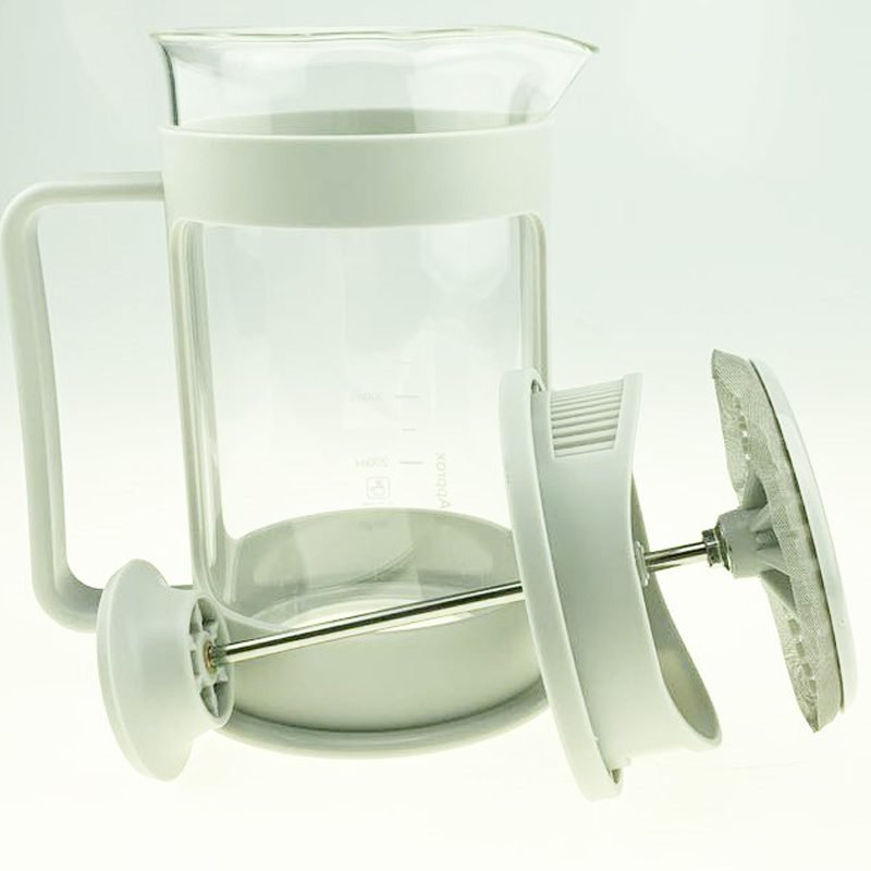 French Press Coffee Maker - 600ml Heat-Resistant Pyrex Glass with Measuring Markers.