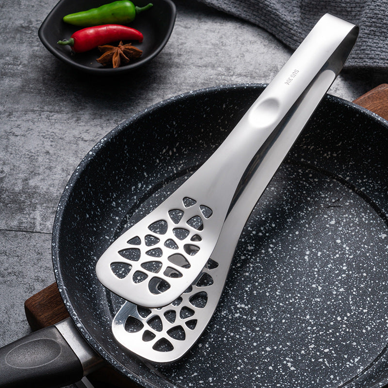 Professional Food Tongs in Genuine 304 Stainless Steel - Available in 3 Smart Designs for Frying and Serving.