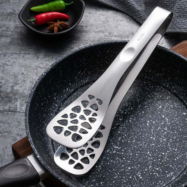 Professional Food Tongs in Genuine 304 Stainless Steel - Available in 3 Smart Designs for Frying and Serving.