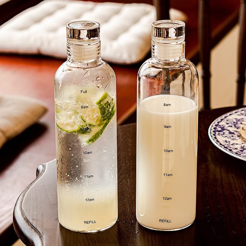 Time Scale Printed Clear Water Bottle.