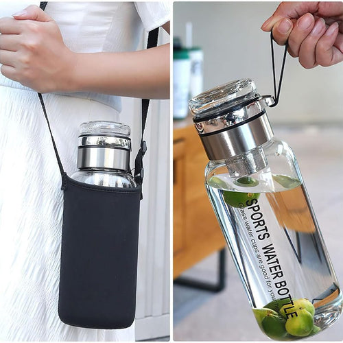 1000ml Glass Transparent Custom Design Water Bottle with Filter