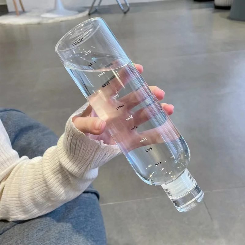 Time Scale Printed Clear Water Bottle.