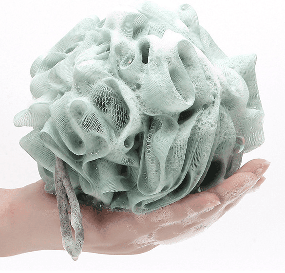 Mesh shower loofah sponge for bathing and exfoliating