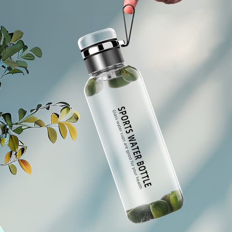 1000ml Glass Transparent Custom Design Water Bottle with Filter