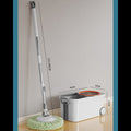 Smart Wheeled Cleaning Bucket - Metal Wringer and Flexible Telescopic Handle (with 2 Microfiber Replacements)