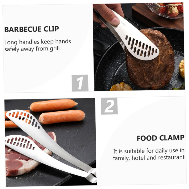 Professional Food Tongs in Genuine 304 Stainless Steel - Available in 3 Smart Designs for Frying and Serving.