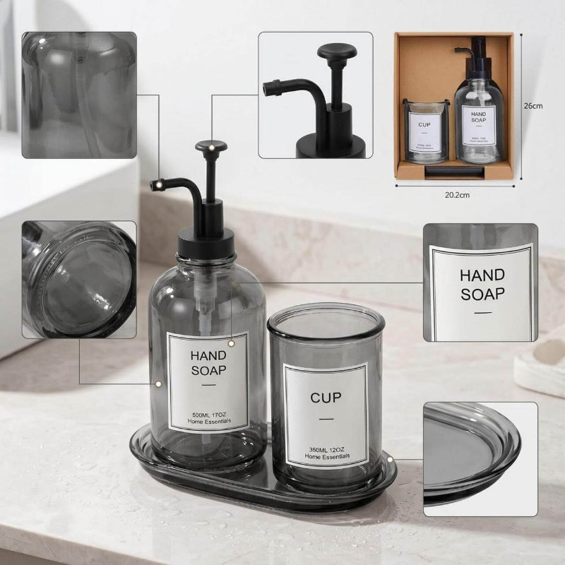 Modern Glass Bathroom Accessory Set (3 Pieces)