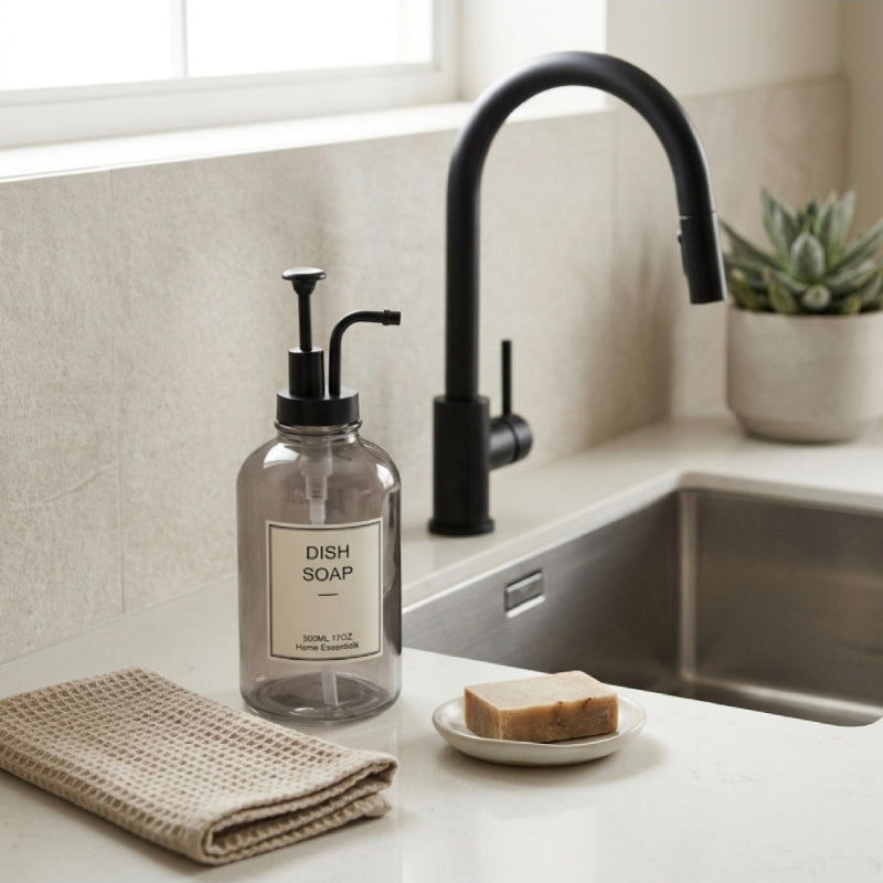 Modern 500ml Glass Soap Dispenser.