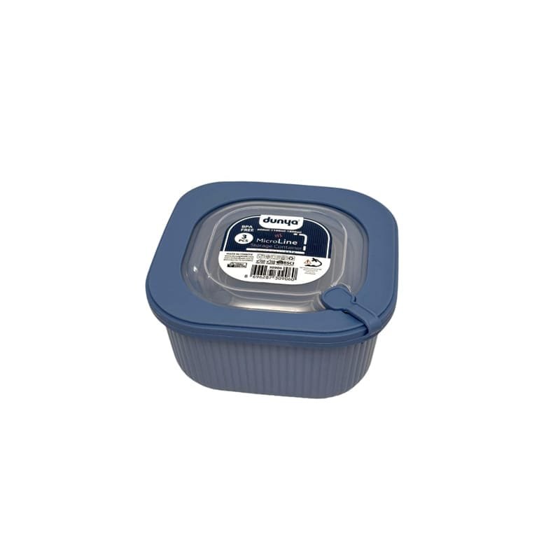 Square Ribbed 3-Piece Plastic Microwave Cans Set