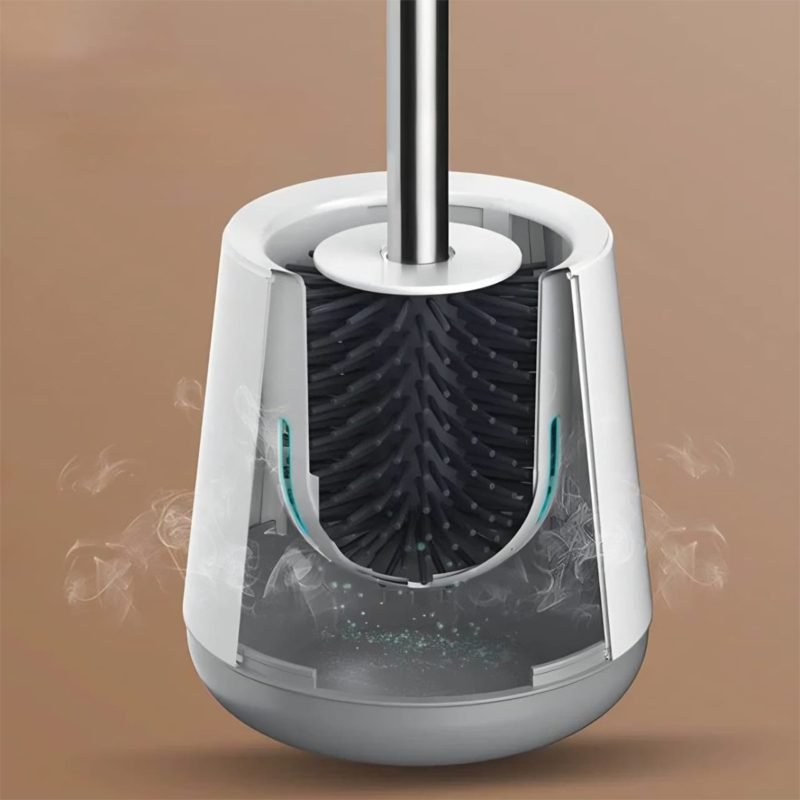 Silicone Toilet Brush with a Natural Wood Handle.