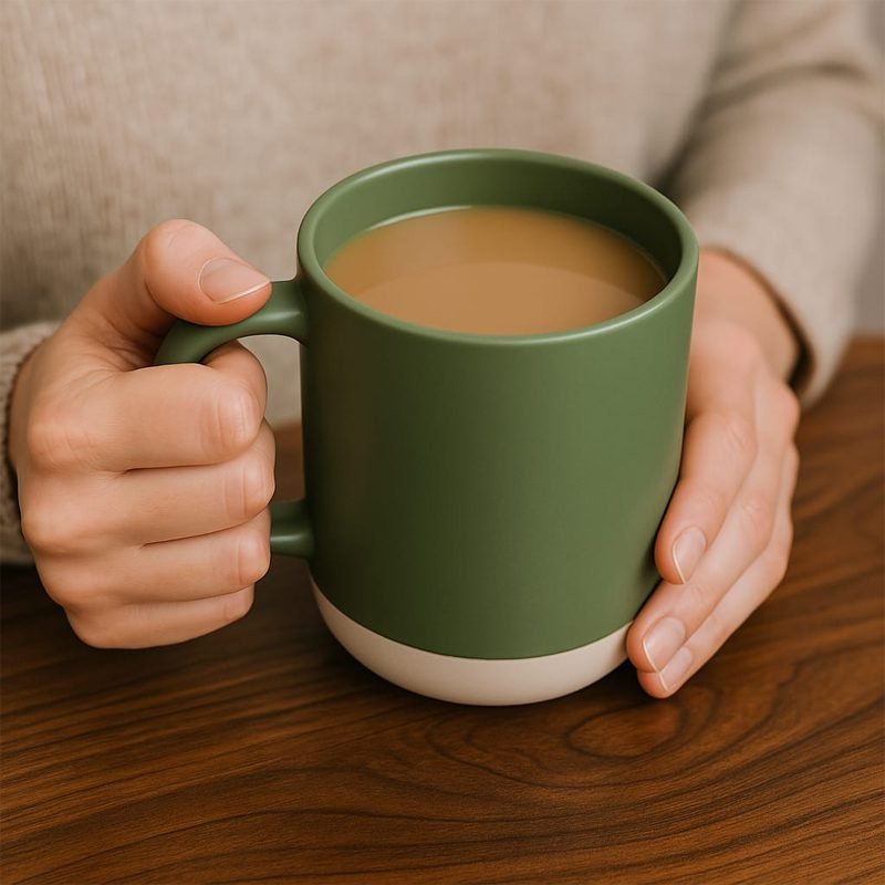 A high-quality porcelain mug with an elegant and modern design.