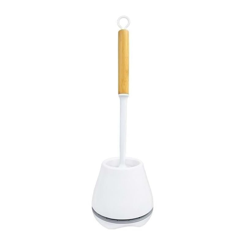 Silicone Toilet Brush with a Natural Wood Handle.