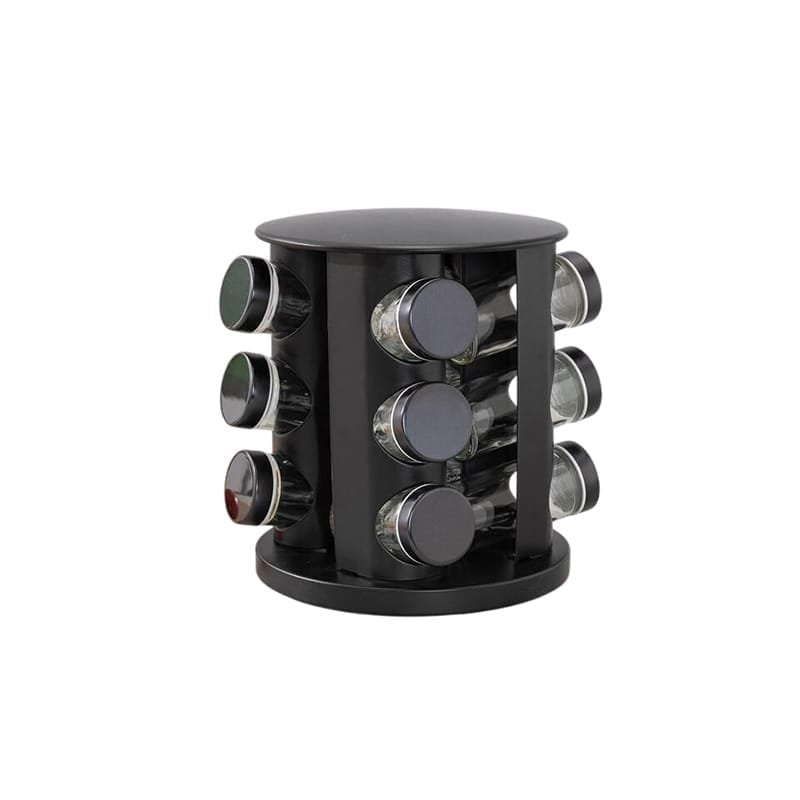 360° Black Rotating 12-Tier Spice Storage Rack Set.