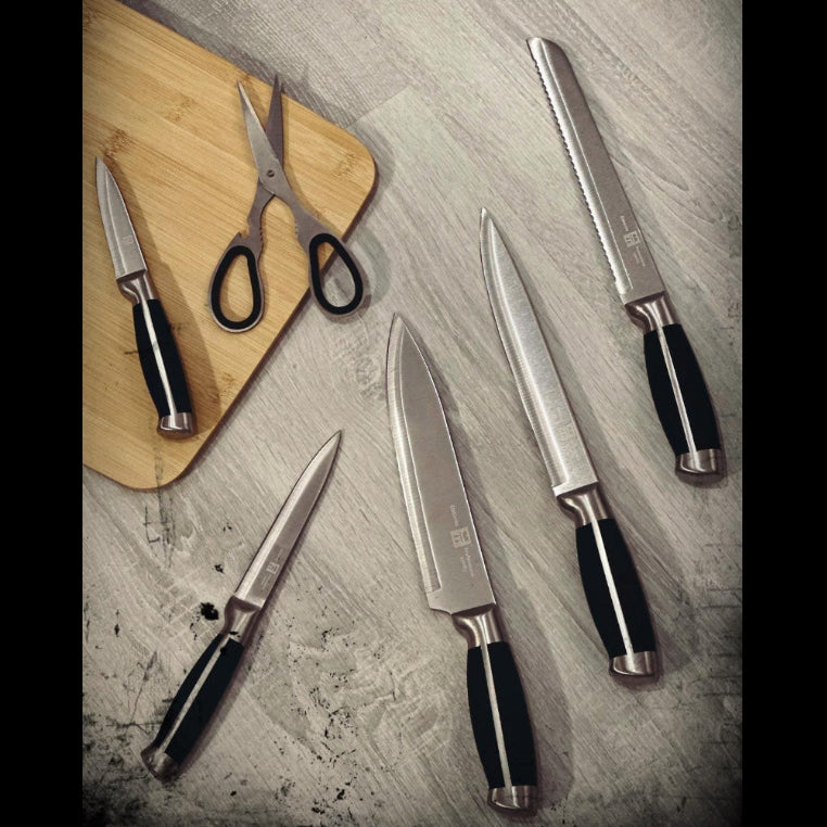 Knife set with holding cup 6 pieces.