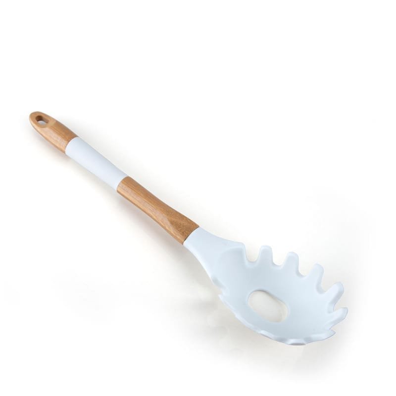 Heat-Resistant Silicone & wood Nonstick Cooking Pasta Fork.