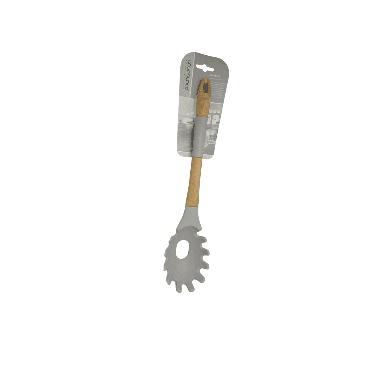 Heat-Resistant Silicone & wood Nonstick Cooking Pasta Fork.