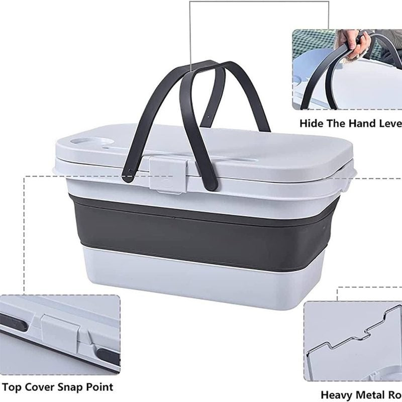 Foldable silicone travel box with plastic lid 48 * 29 * 24 cm