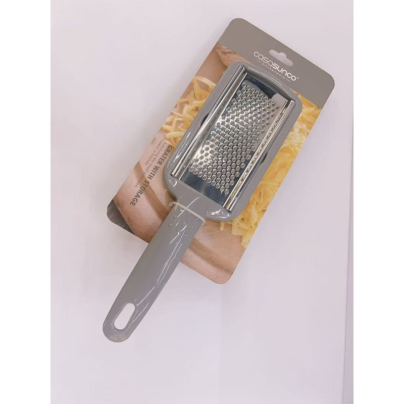 Vegetable and Cheese Grater with Ergonomic Handle and Built-in Storage Drawer