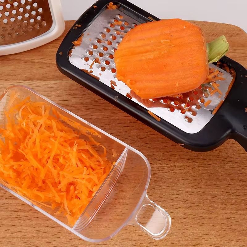Vegetable and Cheese Grater with Ergonomic Handle and Built-in Storage Drawer