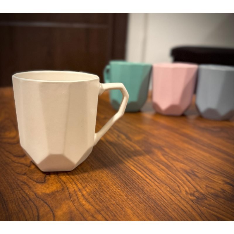 A high-quality porcelain mug with an elegant and modern design.