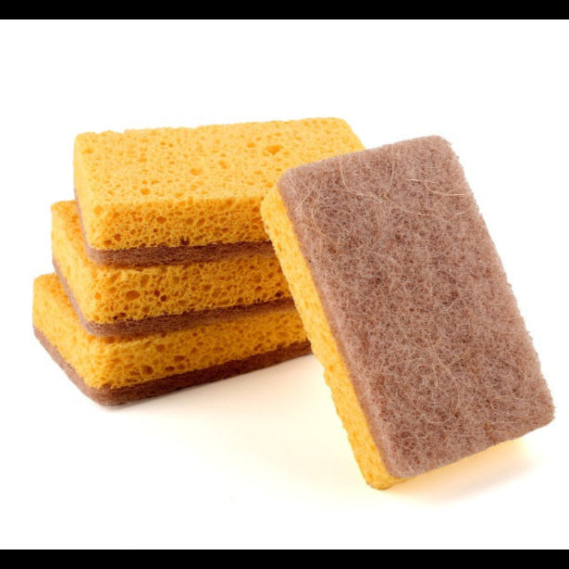 Haoda 4-Piece Scrub Sponge Set – Super Absorbent Natural Wood Pulp Sponge with Polyester Fiber Layer for Tough Jobs