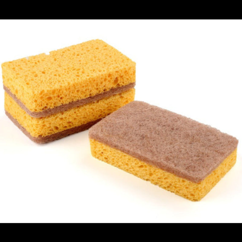 Haoda 4-Piece Scrub Sponge Set – Super Absorbent Natural Wood Pulp Sponge with Polyester Fiber Layer for Tough Jobs