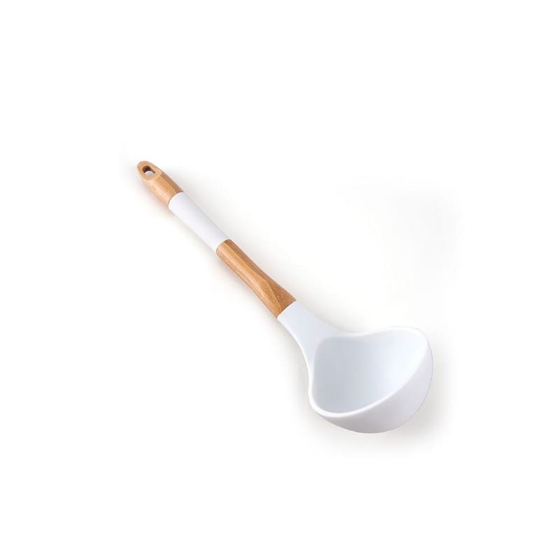 Heat-Resistant Silicone & wood Nonstick Cooking soup Spoon.
