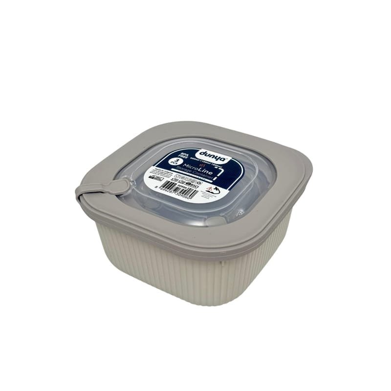 Square Ribbed 3-Piece Plastic Microwave Cans Set