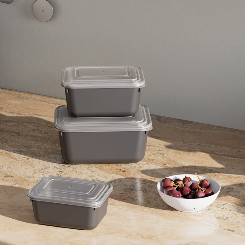 طقم علب ثلاجة مستطيل "Snap Lid" تركي 3 قطع (600 - 1100 - 1800 مللى ).