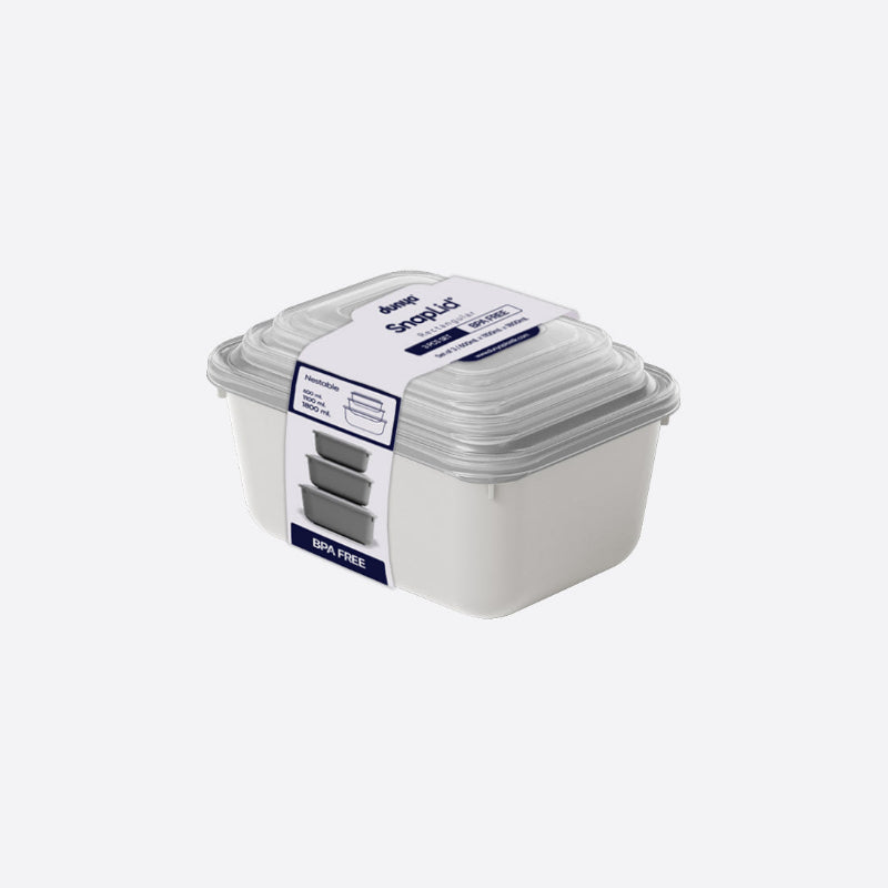 طقم علب ثلاجة مستطيل "Snap Lid" تركي 3 قطع (600 - 1100 - 1800 مللى ).