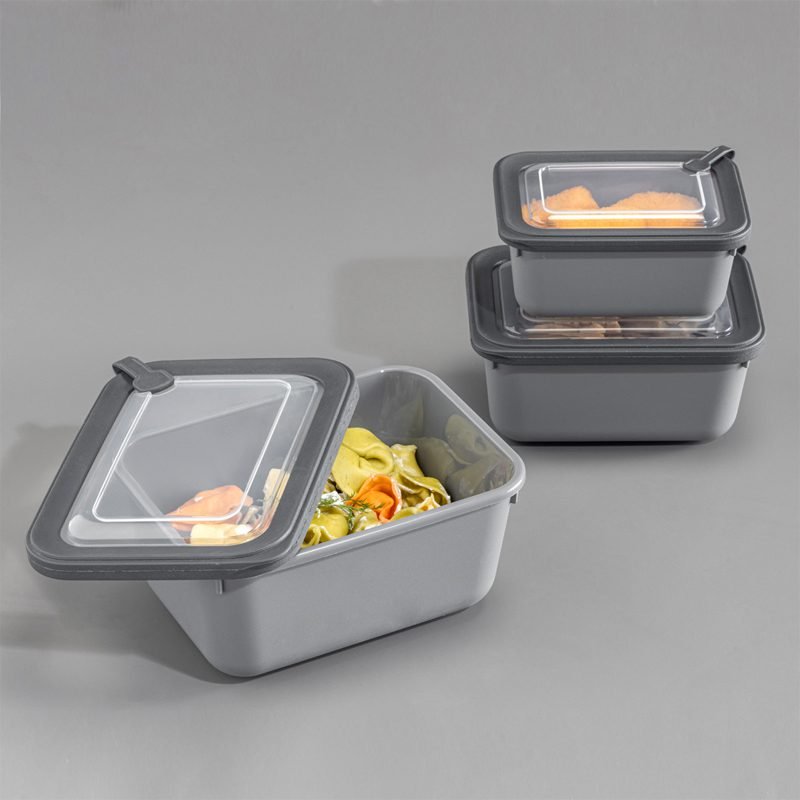 Rectangular Plain 3-Piece Plastic Microwave Cans Set