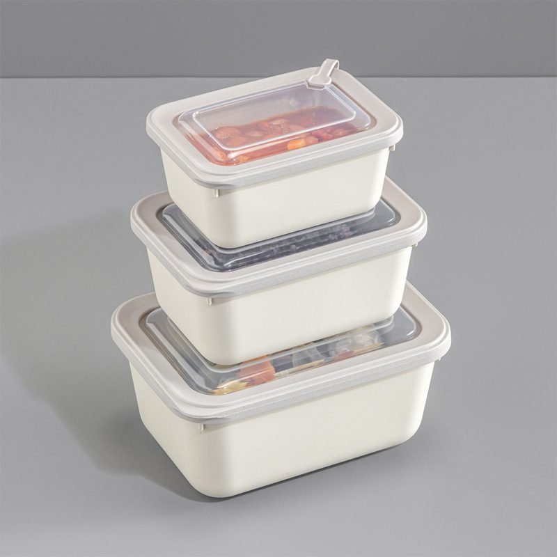 Rectangular Plain 3-Piece Plastic Microwave Cans Set