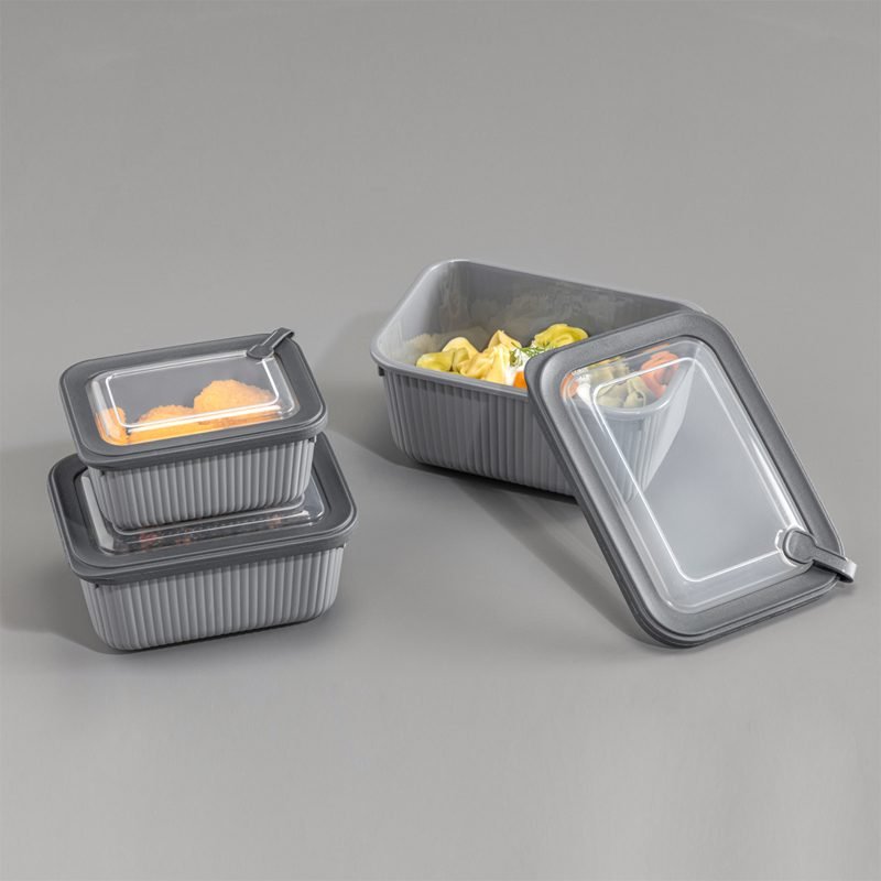 Rectangular food storage container set with airtight lids