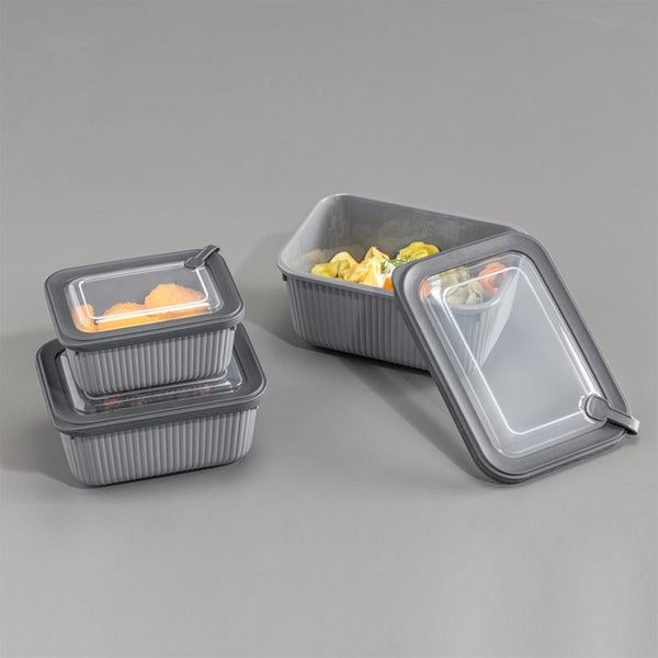 Rectangular food storage container set with airtight lids