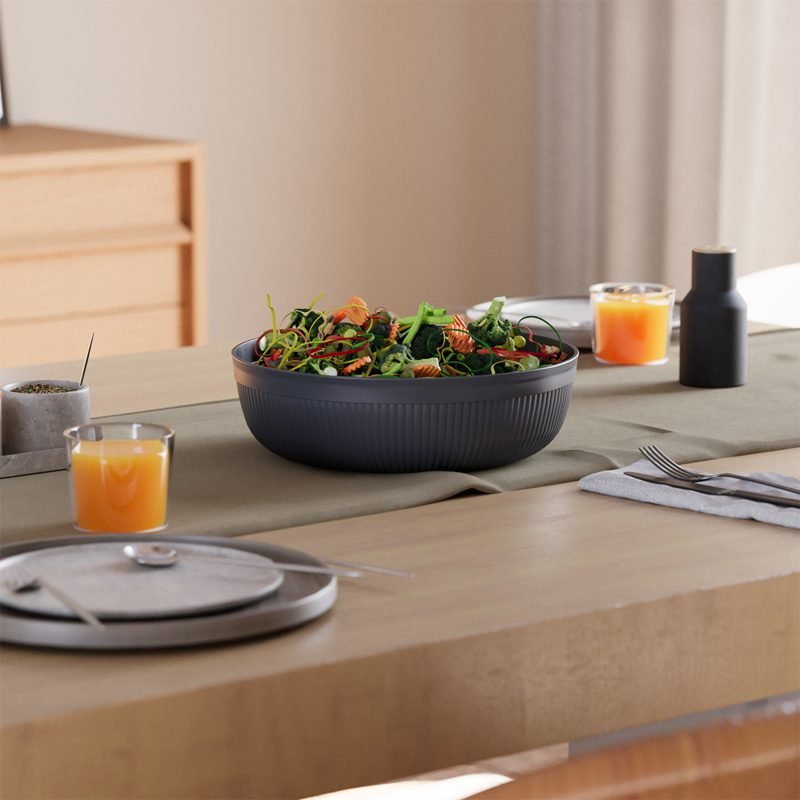 Round Salad Bowl with Cutlery.