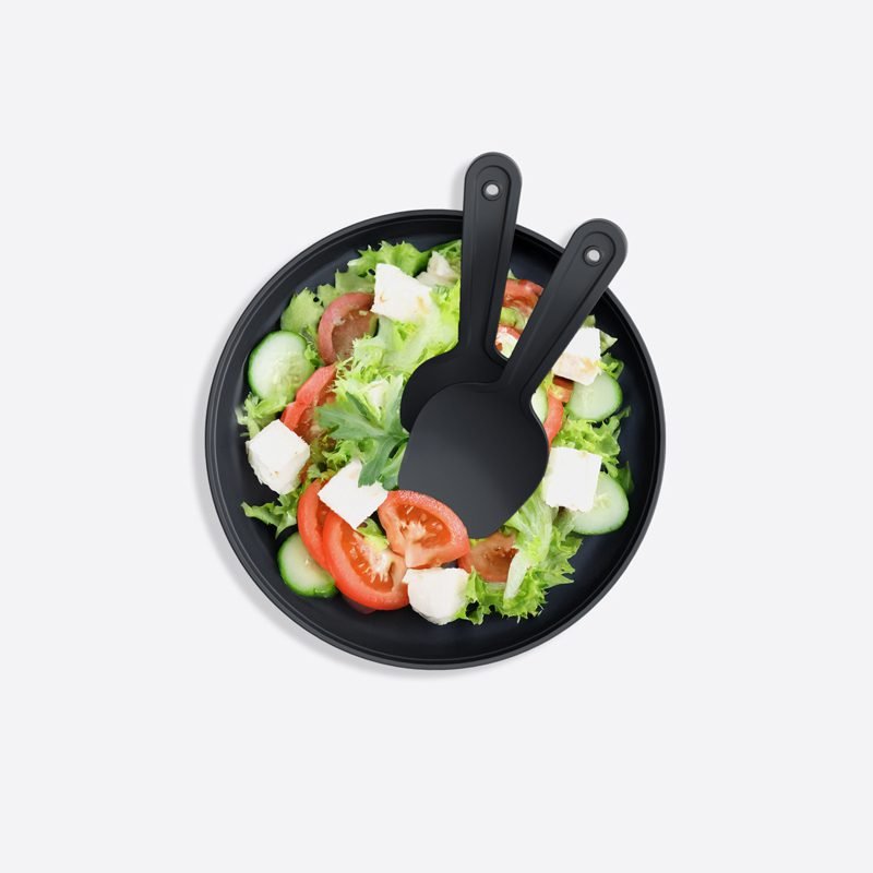 Round Salad Bowl with Cutlery.
