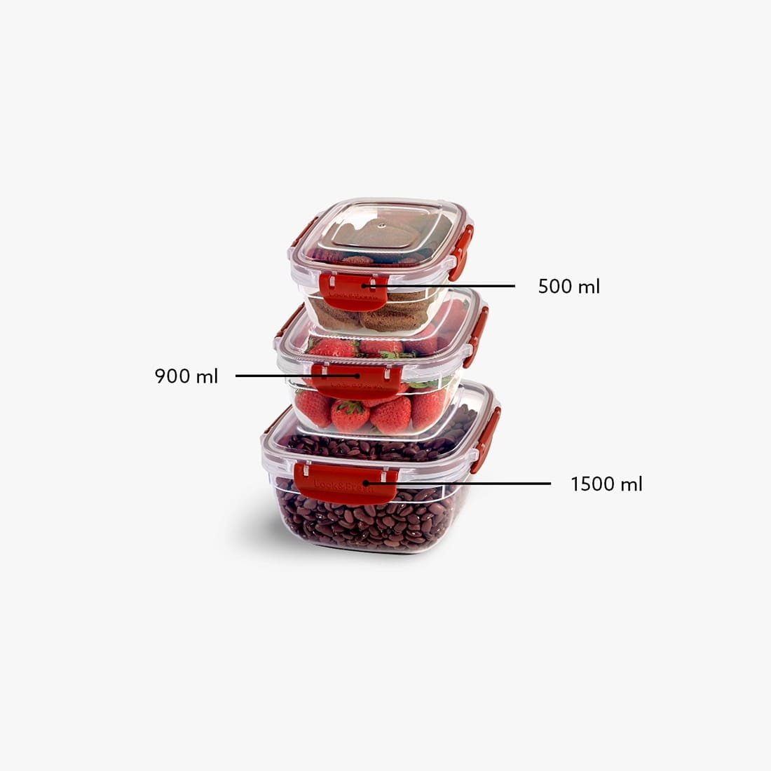 Squared 3-Piece Plastic Cans Set