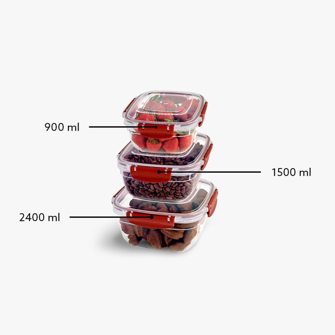 Squared 3-Piece Food Storage Container Set