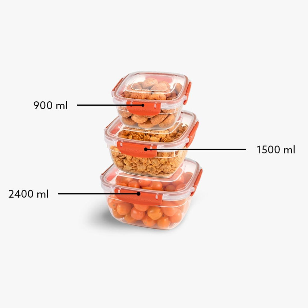 Food storage containers filled with snacks and vegetables