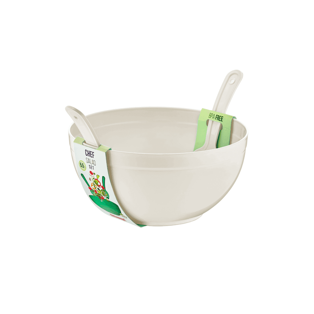 Round Salad Bowl with Cutlery