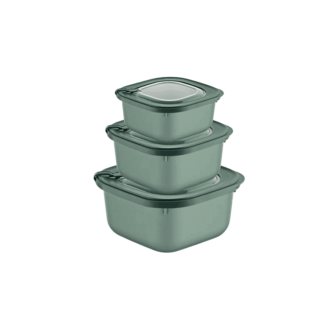 Square Plain 3-Piece Plastic Microwave Cans Set