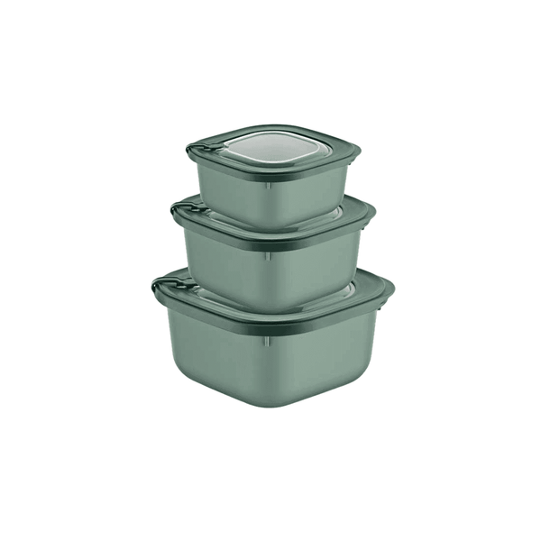 Square Plain 3-Piece Plastic Microwave Canisters Set