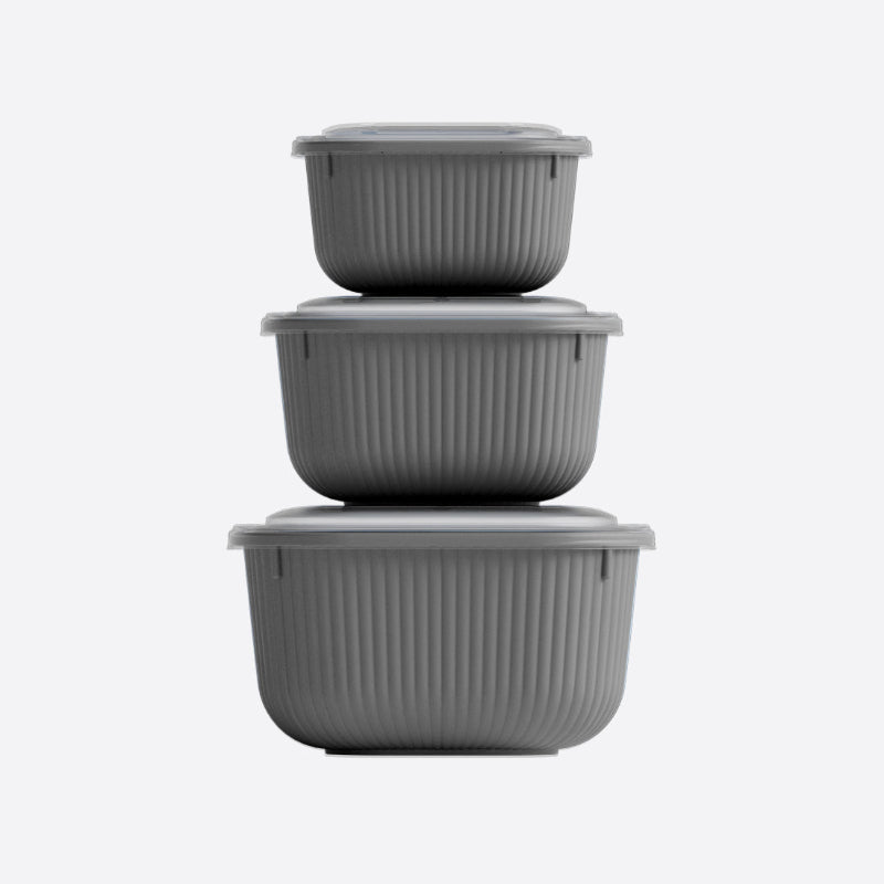 Food Storage Container Set with Snap Lids – 3 Pieces (600ml, 1100ml & 1800ml)
