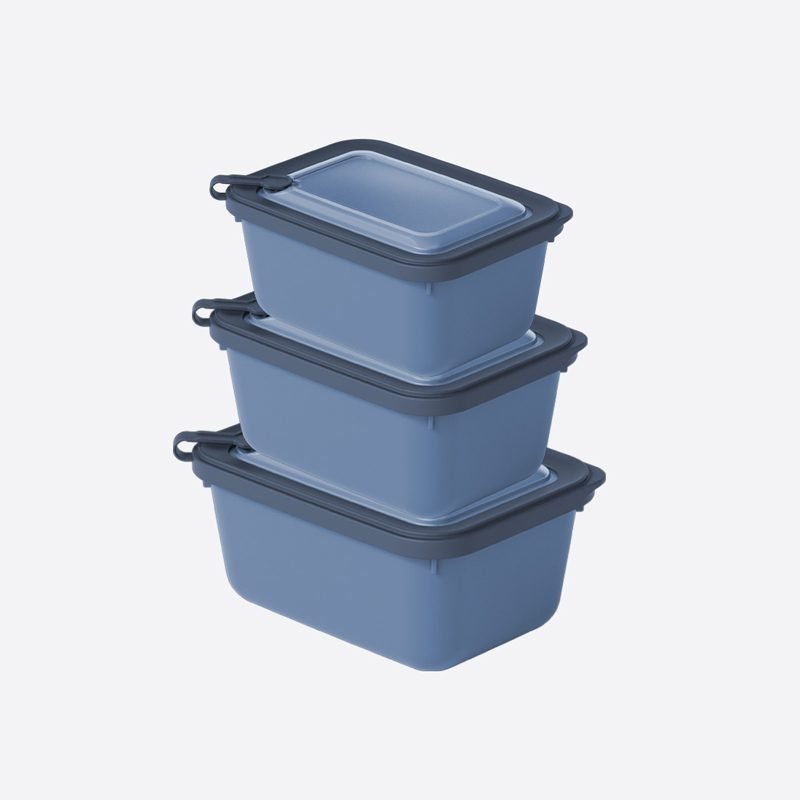 Rectangular Plain 3-Piece Plastic Microwave Cans Set