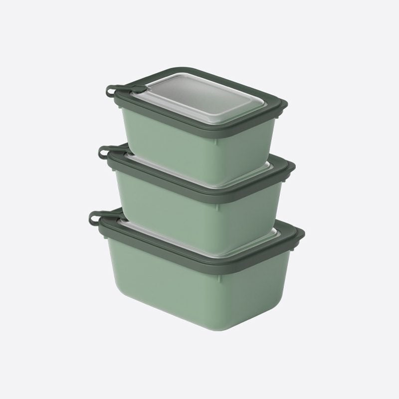Rectangular Plain 3-Piece Plastic Microwave Cans Set