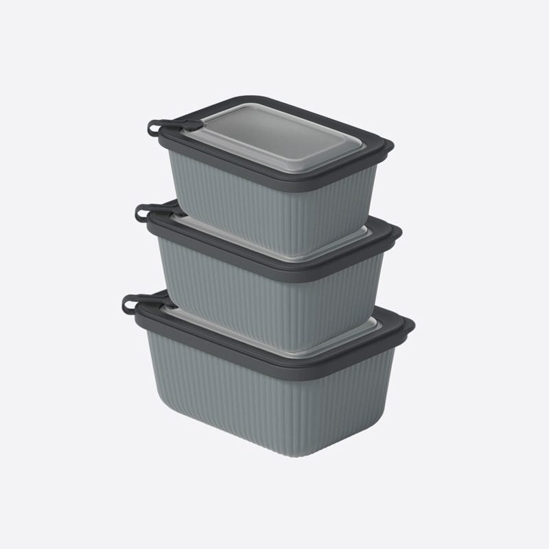 Stackable rectangular food containers for kitchen and refrigerator organization